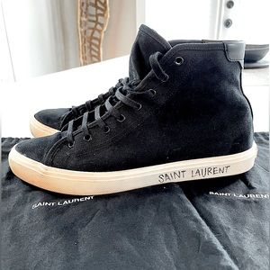 Saint Laurent Malibu Mid-Top Sneakers In Canvas And Leather - Black - US 10.5